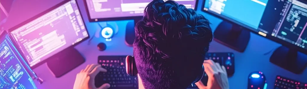 Firefly_CREATE AN IMAGE FOR ME OF A MAN TAKING SERVICE CALLS AT HIS DESK IN FRONT OF A COMPUT 30294